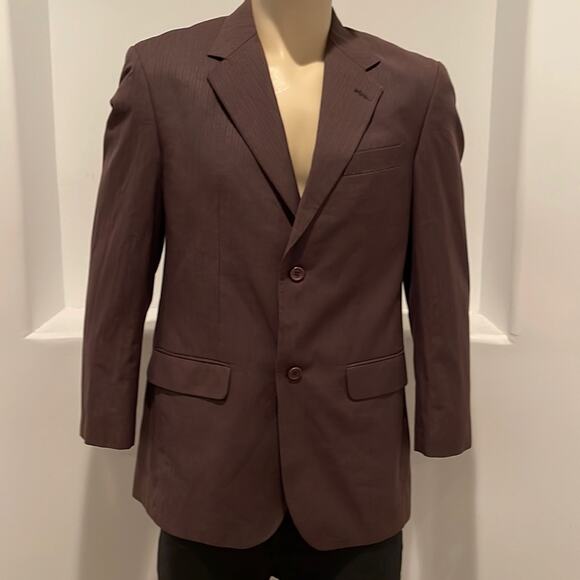 Mario Rossi Men’s Blazer Sport Coat Jacket Brown Pinstripes Size 40R - Picture 1 of 12